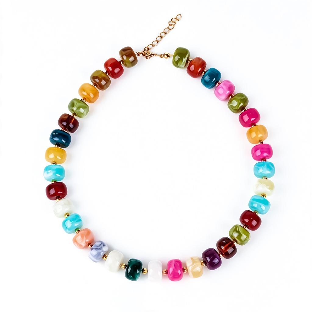 Summer Vacation Bohemian European and American Necklaces Do Not Fade Colored Resin Beaded Necklaces