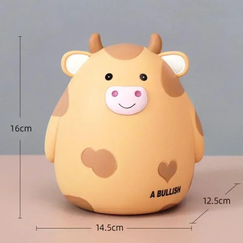 

Cute Cow Piggy Bank Cartoon Calf Resin Ornaments Childrens Pet Piggy Bank Savings Box Coins Child Brithday Gift хаки