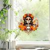 Unique Gift for Mexican Culture Fans Day of The Dead Window Clings Dia De Los Muertos Sticker Colorful Home Decor Sugar Skull with Flowers Halloween