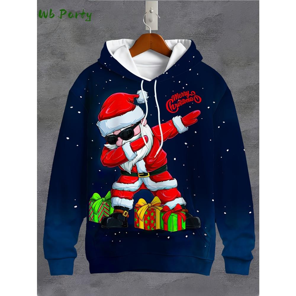 3D Print Sweatshirts Funny Santa Claus Graphic Harajuku Hoodies Blouse Men's Clothing