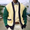 Autumn and Winter Style Young Men's Knitwear Cross-Border Hot-Selling Color-Block Cardigan Sweater Thick-Knit Woolen Jacket Sy0193