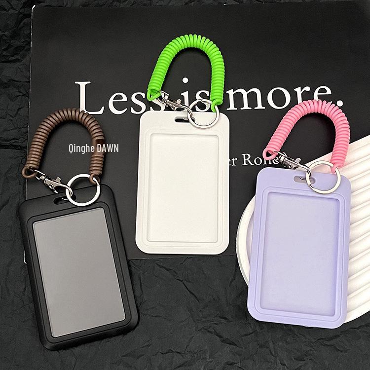 Minimalistisk Nyckelring Kort Hållare: Integrerad Transparent ID-, Buss-, Campus-, Åtkomst-, Anställningskortshållare