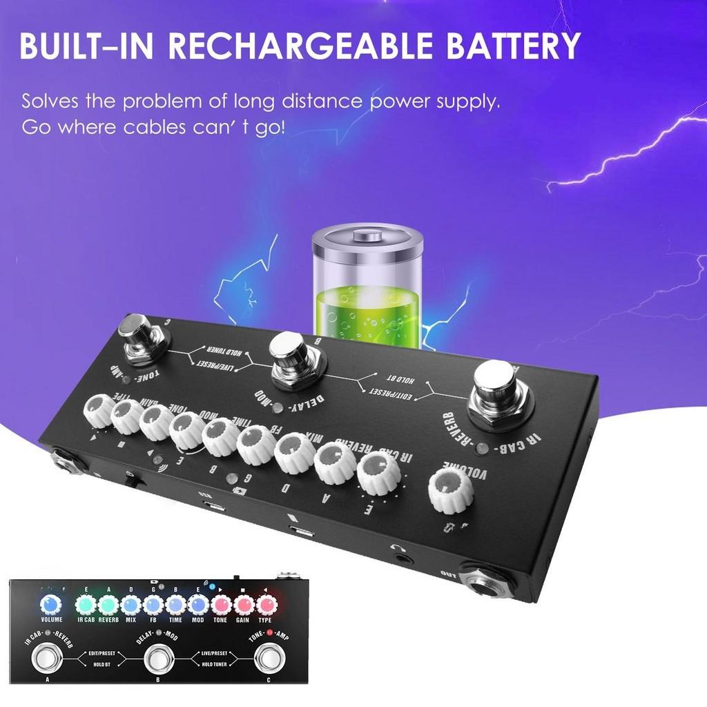 Přenosný multifunkční elektrická kytara Kombinovaný efektový pedál Bezdrátové přehrávání hudby Kytarový efektový pedál Hudební nástroje