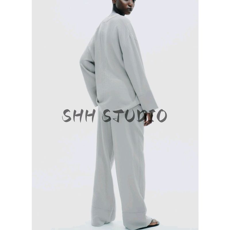Casual Suit Side Bowknot Decoration Kimono Outerwear 5427723 Pajamas Style Pants 8338513