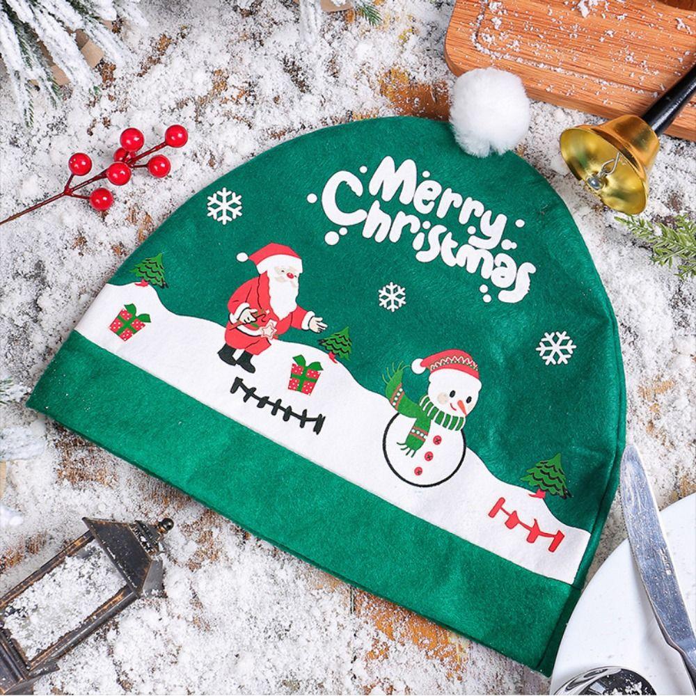 2pcs/set Santa Claus Christmas Car Seat Cover Snowman Car Chair Christmas Hat Car Decor