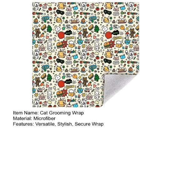 Cat Grooming Wrap Self-Adjusting Soft Microfiber Cat Restraint Bag Anti-Scratch Restraint Blanket for Nail Trimming Medication And Pet Care