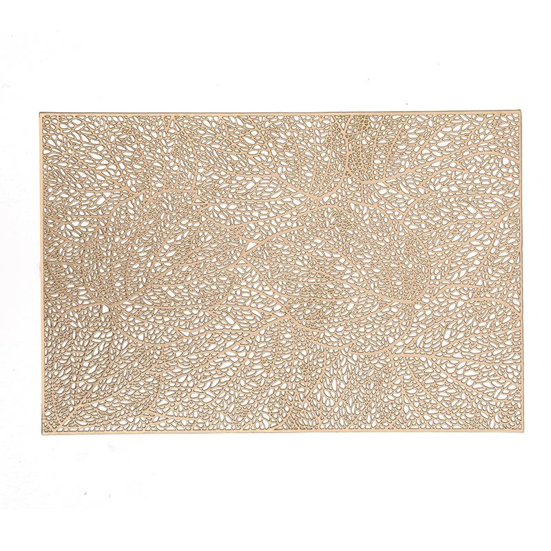 6/4pcs Rectangular Leaf Shape PVC Placemat Bronzing Hollow Table Mat Nordic Style Table Decoration Mat Tea Coffee Table Pad