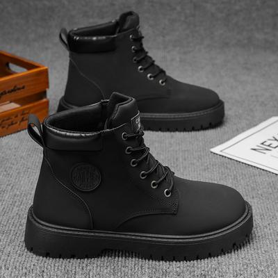 Autumn Men's Shoes New High-top Martin Boots Men's British Style Retro Shoes Platform Non-slip Short Boots Rhubarb Boots