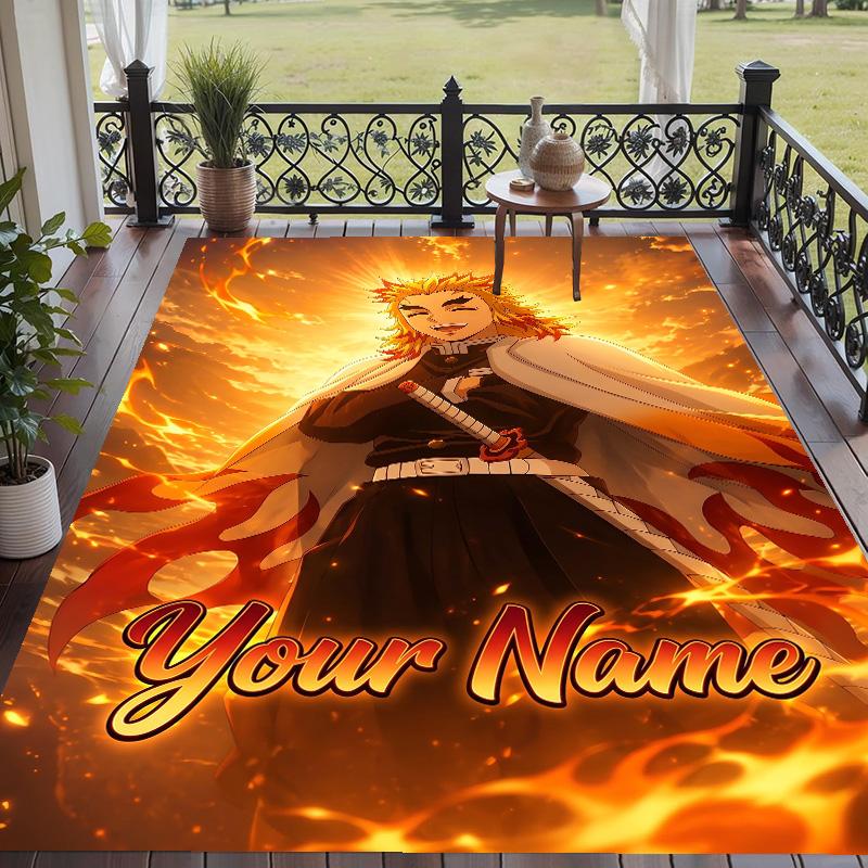 Custom Text Demon Slayer Pattern Floor Rug Soft Indoor Carpet Mat Living Room Bedroom