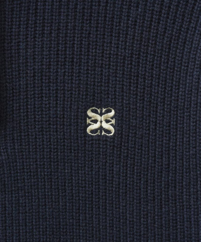 Seteo Button-Up Sailor Half Knit Zip-Up Navy