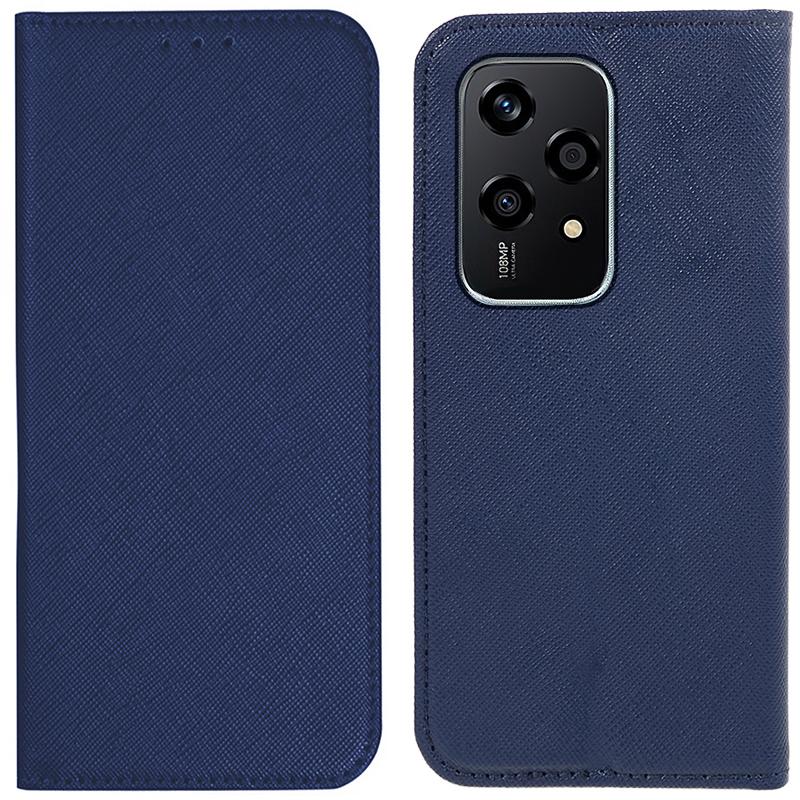 

For Honor 200 Lite Case Cross Texture Magnetic Closing Leather Phone Wallet Cover Dark Blue