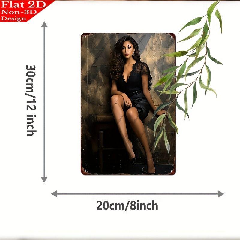 Vintage Metal Sign Art, Sexy Lady Garage Decor, Bar Bedroom Wall Tin Poster