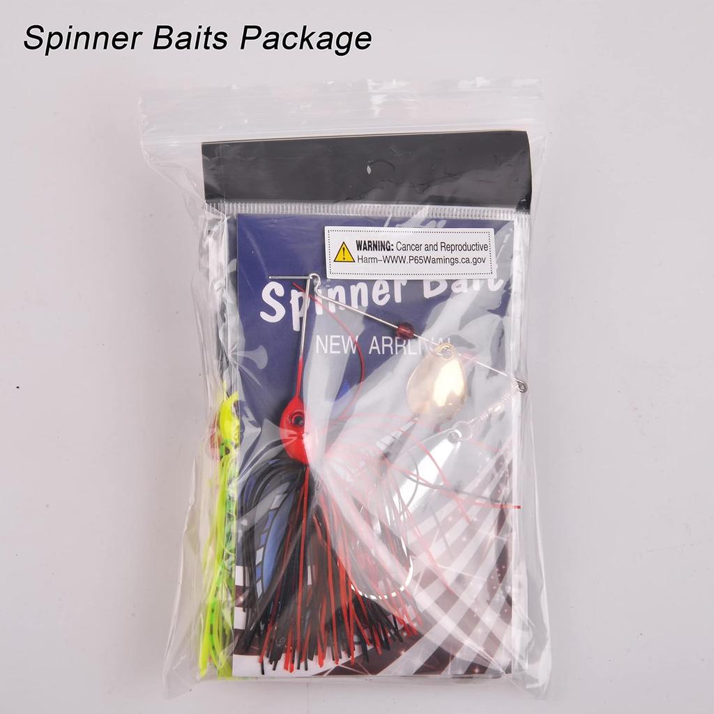 Bass Fishing Spinner Bait Kits Bass Lures Hard Metal Spinnerbait Jigs Multicolor Buzzbait Swimbaits Silicon Skirt Swim Jigs for Bass Trout Pike