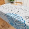 Ocean Blue Tablecloth Seashell Starfish Wave Beach Print Waterproof Table Cover For Kitchen Decoration Birthday Party Tablecloth