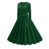 Women's Casual Fashion V-neck Long Sleeved Retro Christmas Print Retro Dress