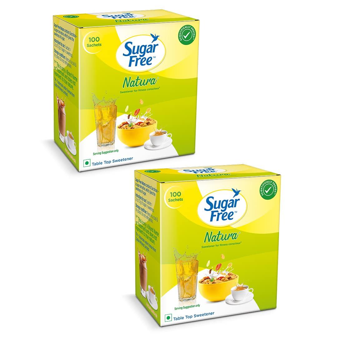 

Sugar Free Natura Zero Calorie Sweetener 100 Sachet (Pack of 2) | Healthy Sugar Substitute for Beverages & Baking
