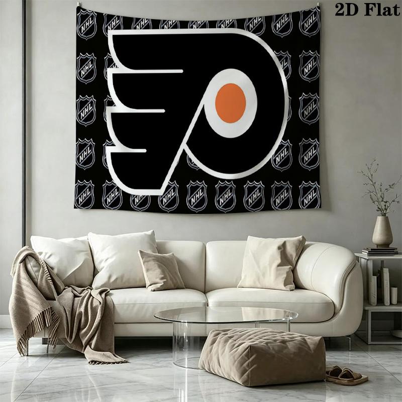 Philadelphia Flyers Logo Wall Tapestry Aesthetic Wall Hanging Printed Fabric Blanket Decorative Tapestries for Bedroom Living Room Home Decor
