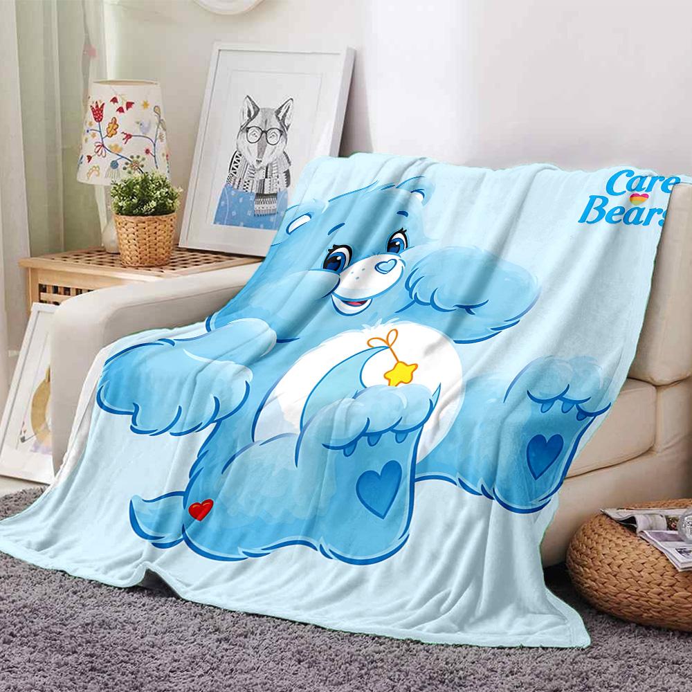 1pc Rainbow Heart Bear flannel Blanket for Super Soft Cute Comfort Blanket for Travel Bedding Couch Sofa Blanket Y73035