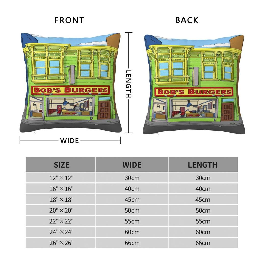 Bobs Funny B-Burgers Printed Pillowcase Cushion Cover Pillow Covers Y2K Sofa Decor Square Multi Size