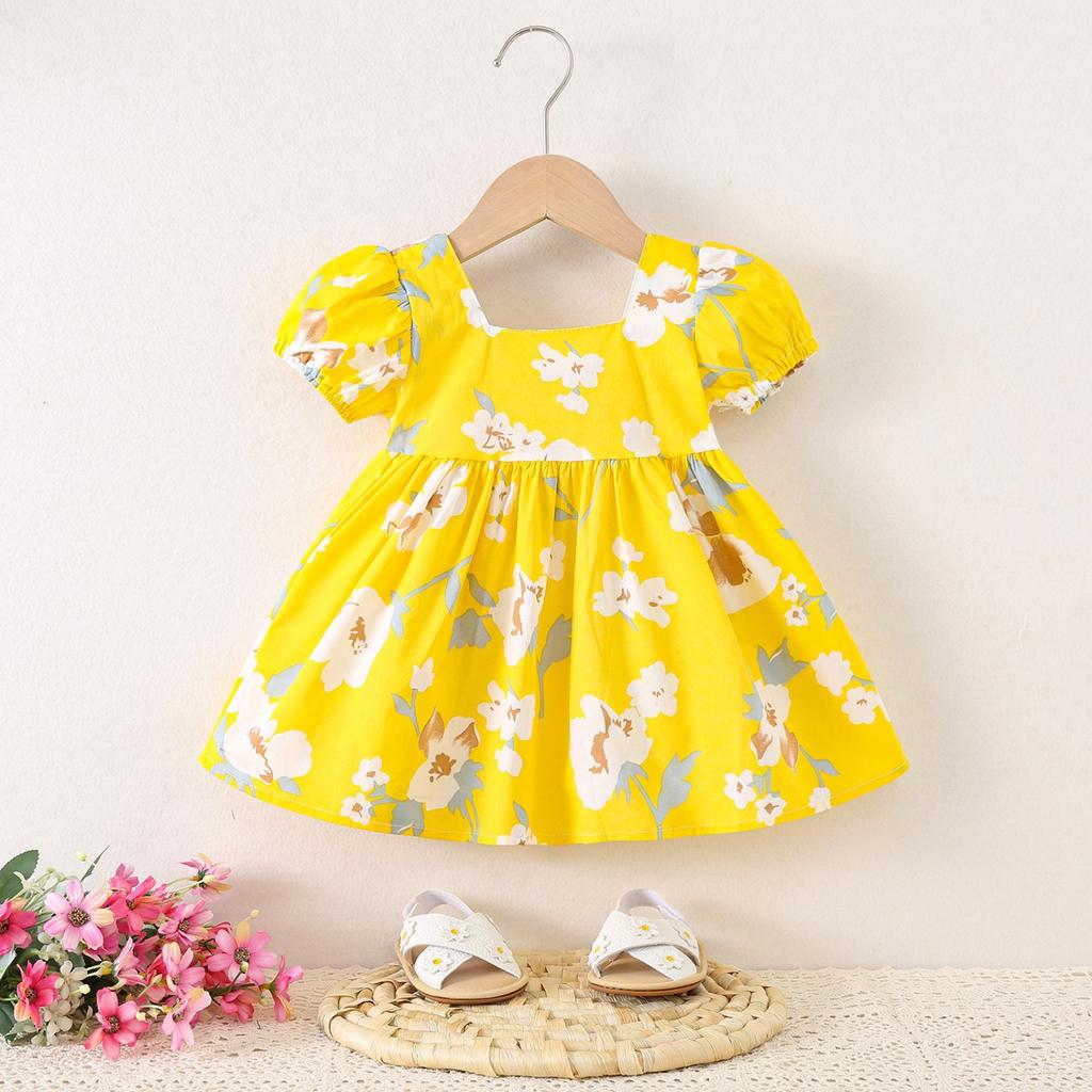 Girls Short Sleeve Dress Children's Princess Dress Cotton Skirt