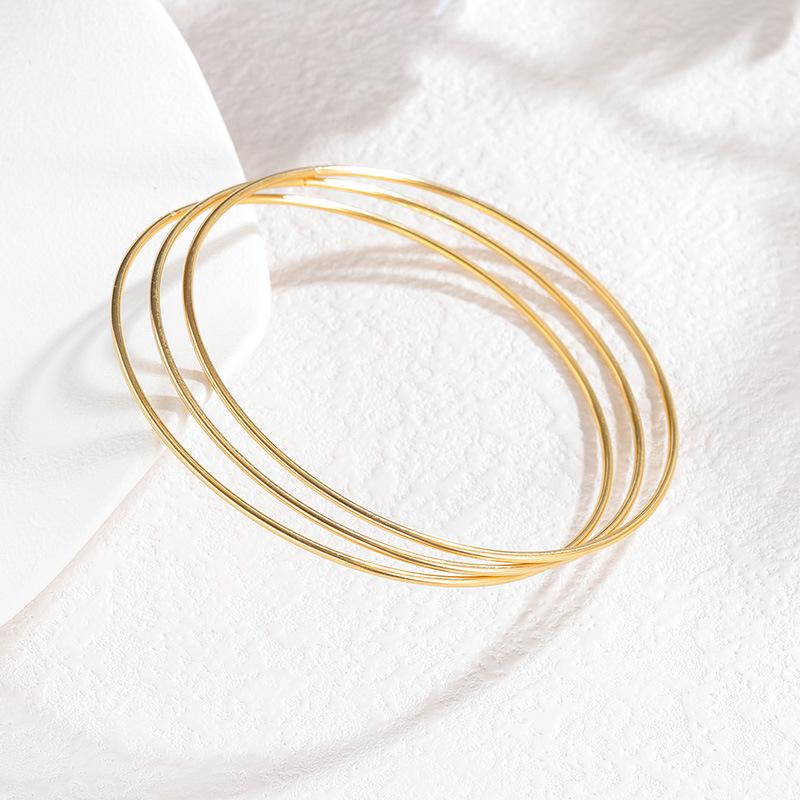 

Минималистичный трехслойный браслет-манжета из титановой стали - Легкая роскошь, Доступно несколько стилей