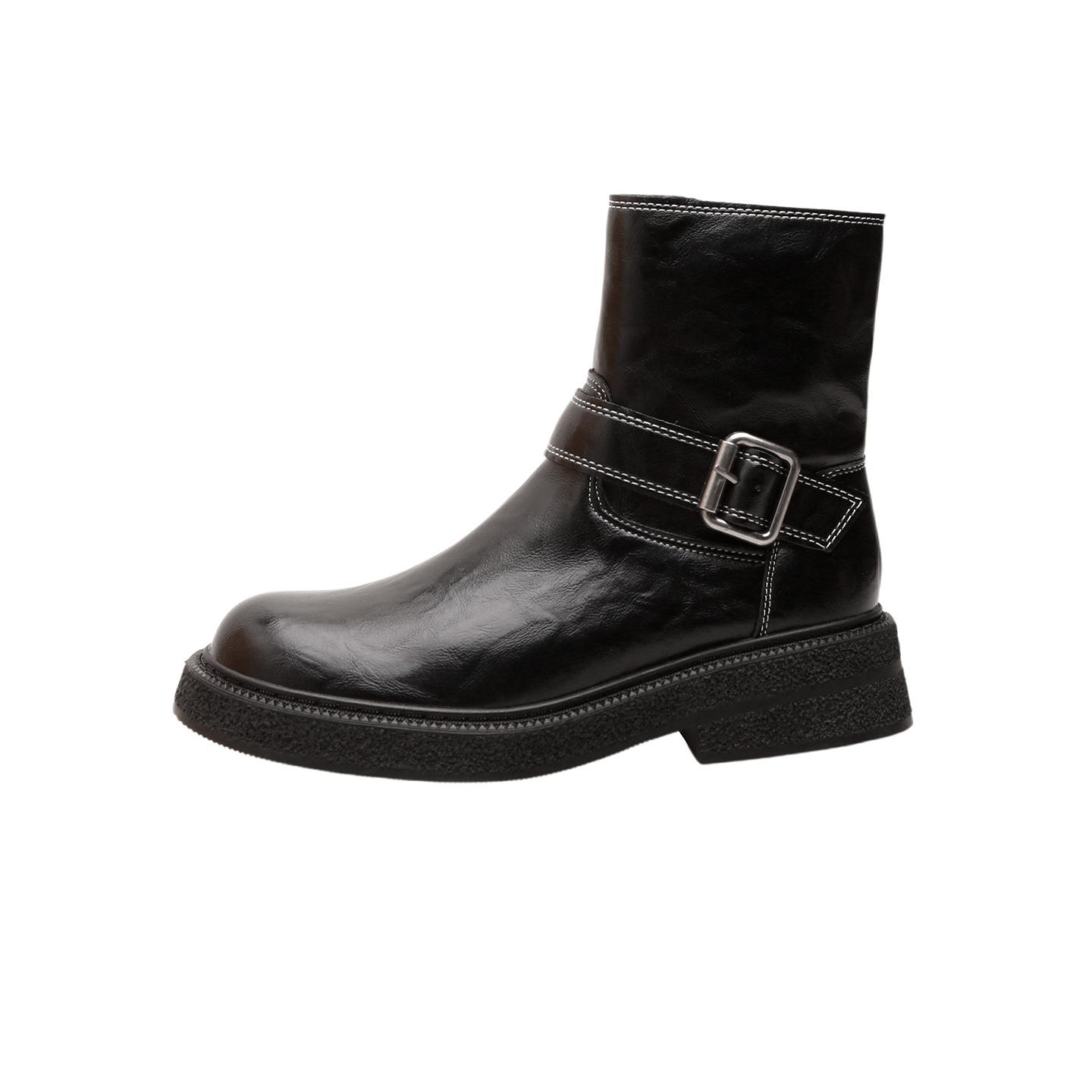 

Platform short boots women s 2025 autumn and winter new thick heel Martin boots knight versatile British style side zipper thin boots 34