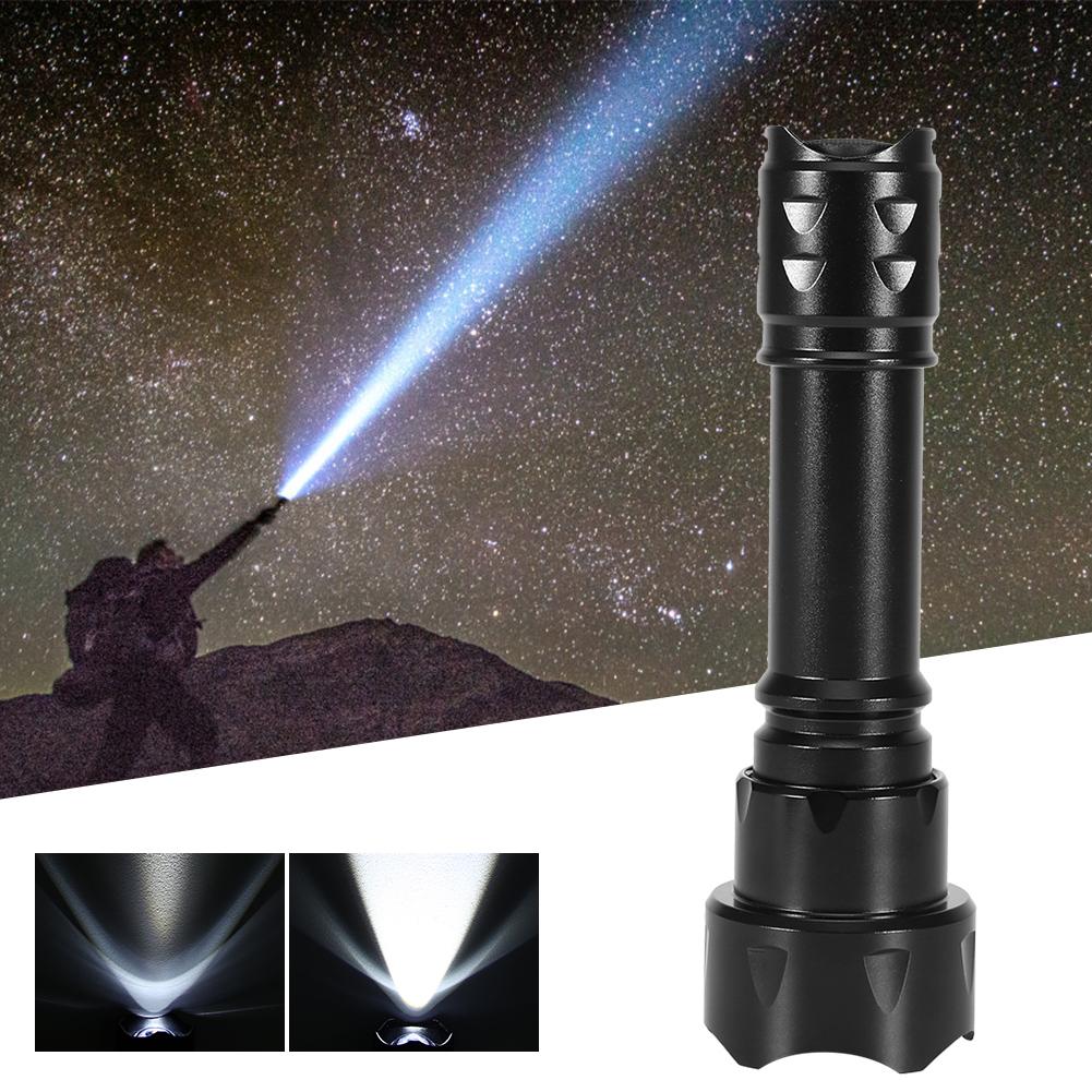 Outdoor XML T62 LED Flashlight Convex Lens Variable Focus Torch for Cycling Camping Emergency(black