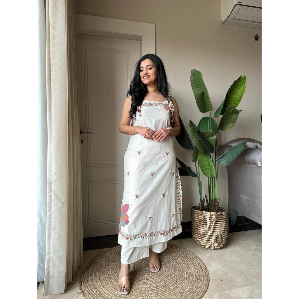Abito Pakistano Kurti con Pantalone per Feste Set Abito Tunica Top da Donna Indiano