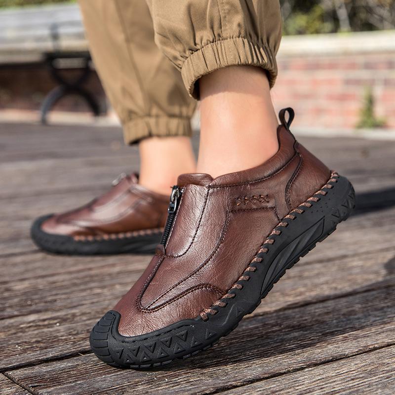 39-48 Men's Leather Casual Shoes Handmade Soft Working Boots Leather Ankle Boots Large Size Driving Moccasins Boots