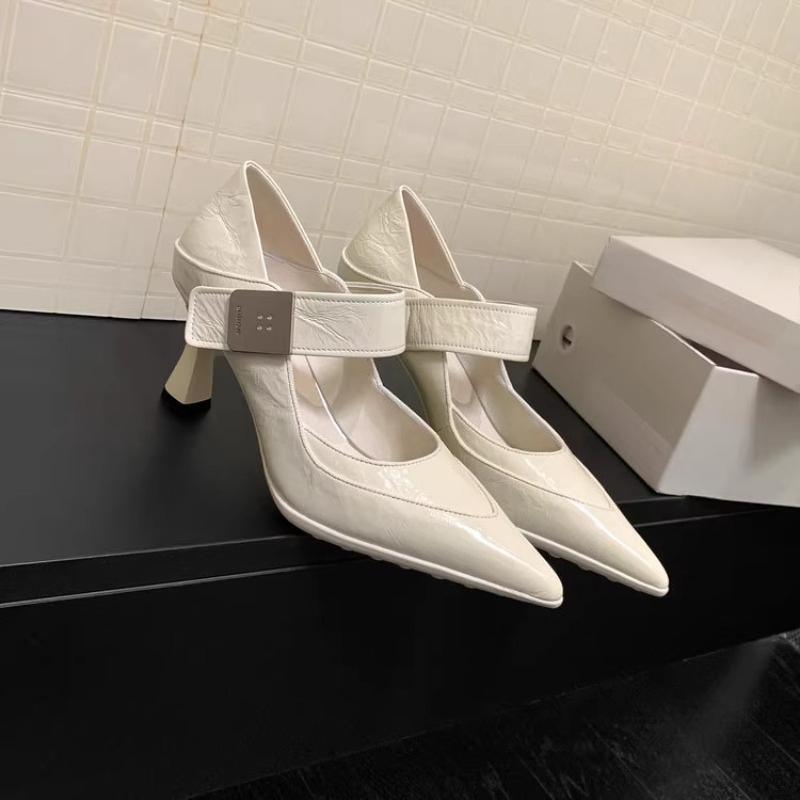 Soft Leather Pointed Toe Single Shoes Women's Autumn New Shallow Mouth Metal Buckle Temperament Fashion High Heels