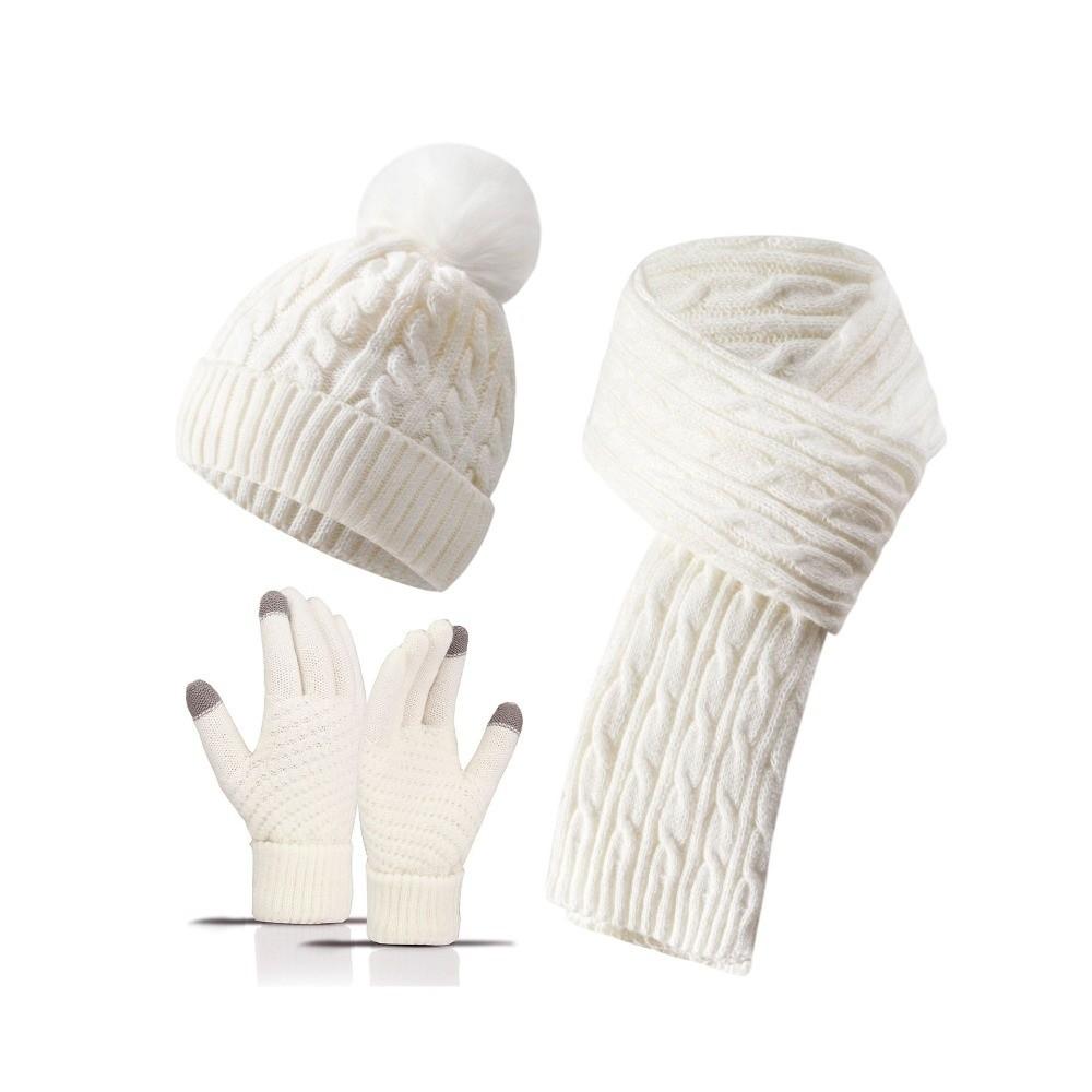 3Pcs/Set Windproof Knit Beanie Snood Set Thicken Scarf Neck Warmer Suit for Men Women