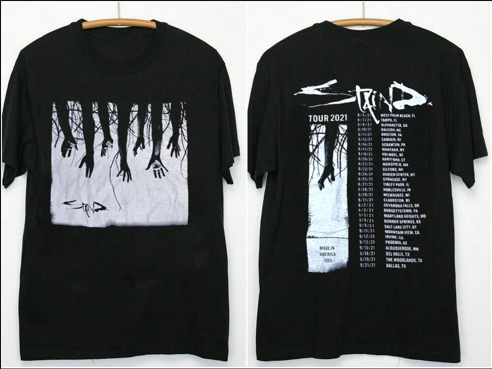 

VTG Staind Band Tour 2021 Double Side Short Sleeve Black All Size Shirt AR222 Unisex T-Shirt M