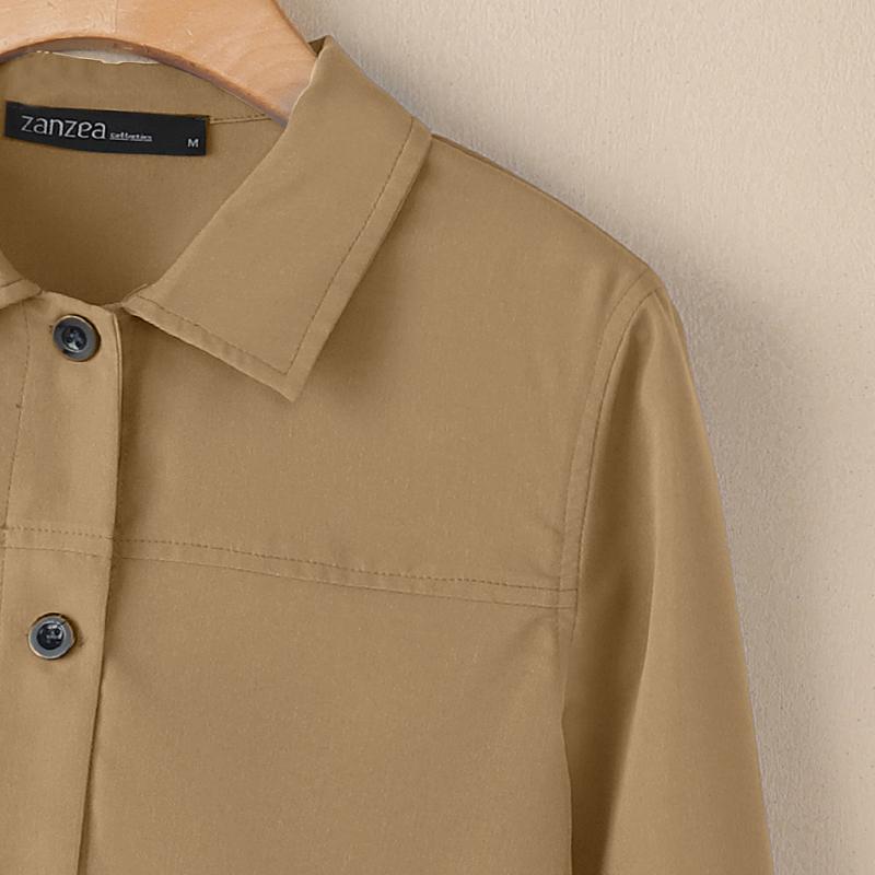 ZANZEA Dámská ležérní halenka s dlouhým rukávem s límečkem