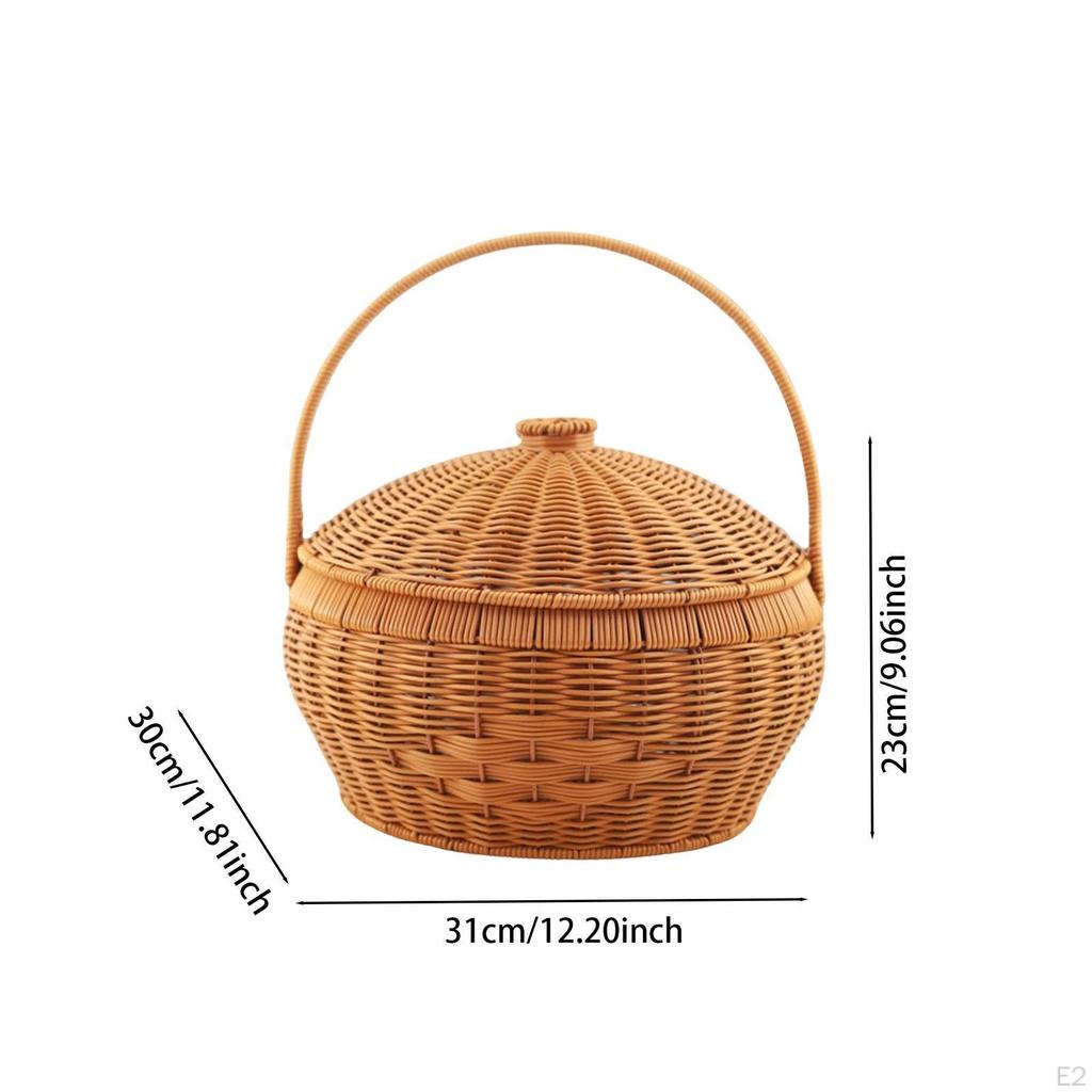 Woven Basket for Picnic Food Storage and Shopping Hamper Outdoor Activities