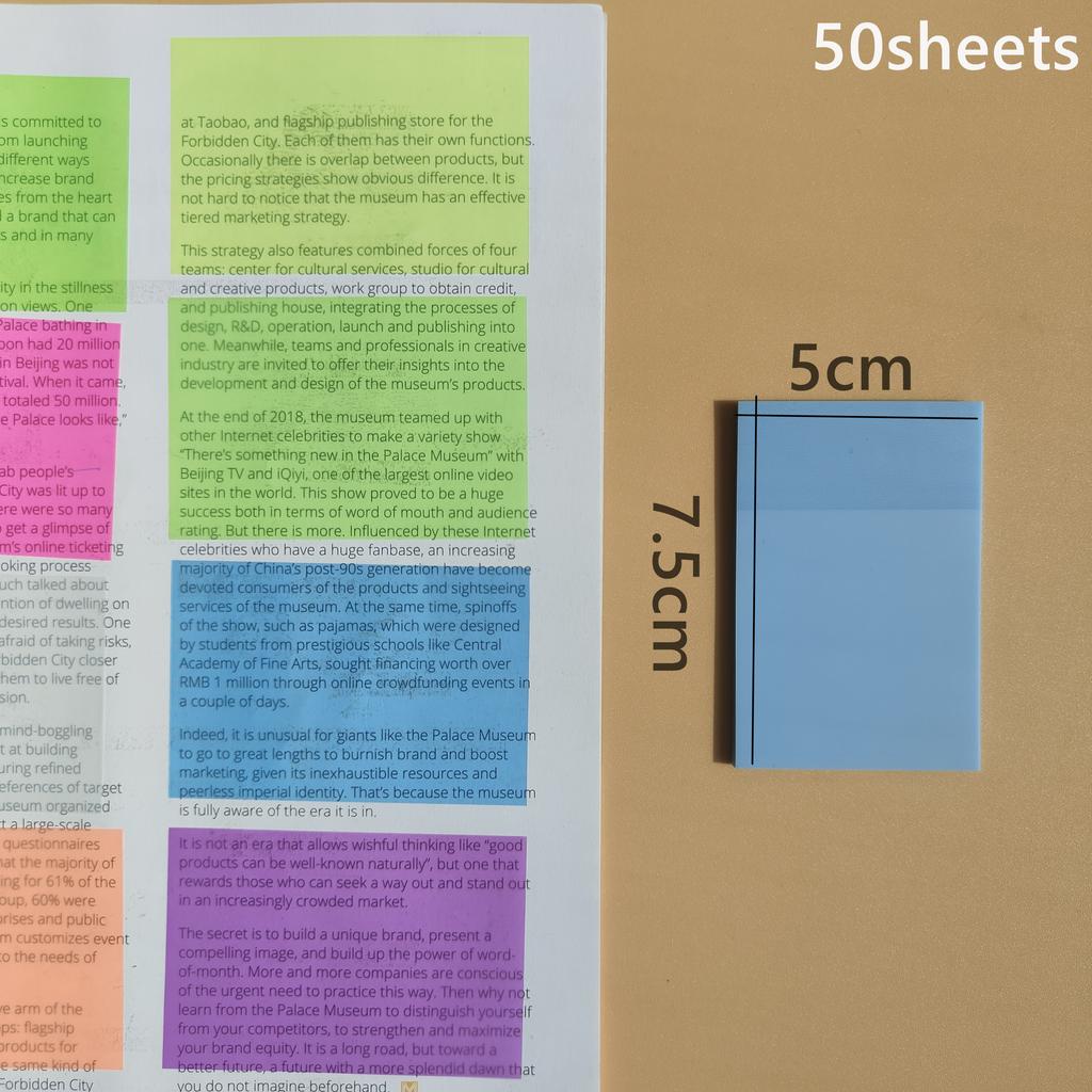 50 Sheets Stickers Transparent Sticky Notebook Pads Notepads Clear Bookmark Read Book Stationery School Supplie