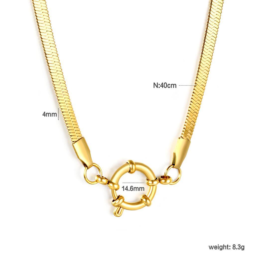 Fashion Metal Dragon Chain Round Clasp Collarbone Pendant Necklace Light Luxury Unique Design Jewelry