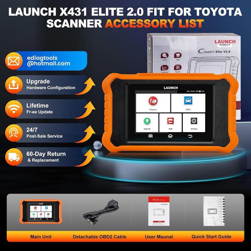 2025 LAUNCH Creader Elite V2.0 fit for Toyota Lexus Bi-Directional Scan Tool, Full System OBD2 Scanner, All Reset Service Code R