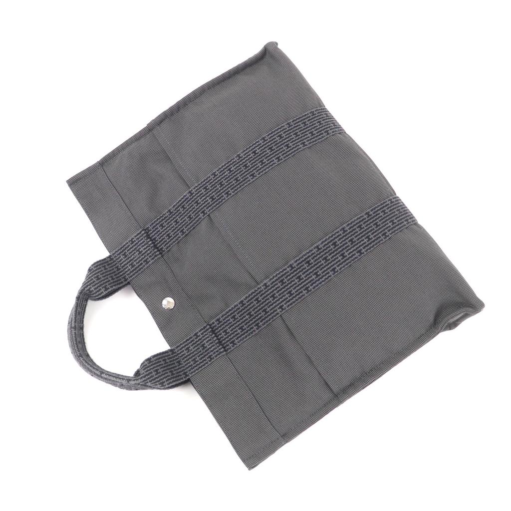 Tolle HERMES Tragetasche Her LineMM Canvas mit Serienknöpfen grau Polyamid Damen Gebraucht