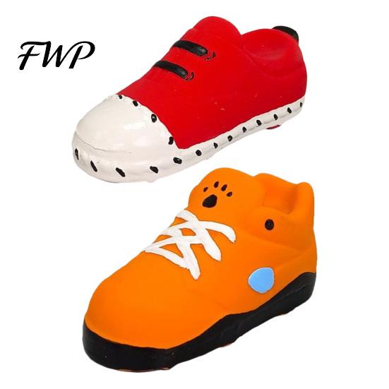 Natural Rubber Dog Toys for Aggressive Chewers Cartoon Shoe Squeaky Toy, Funny Sneaker Shape Chew Toy Soft Elastic Teething Dogs Small Medium