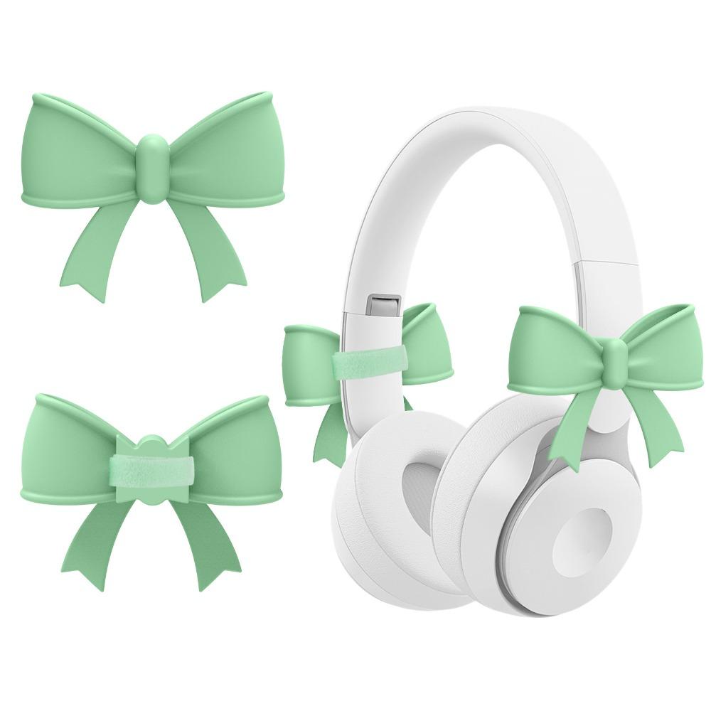 

2PCS Silicone Headphone Decorations Bow Shape Earphone Charms Cute Headphone Accessories Girls зелёный