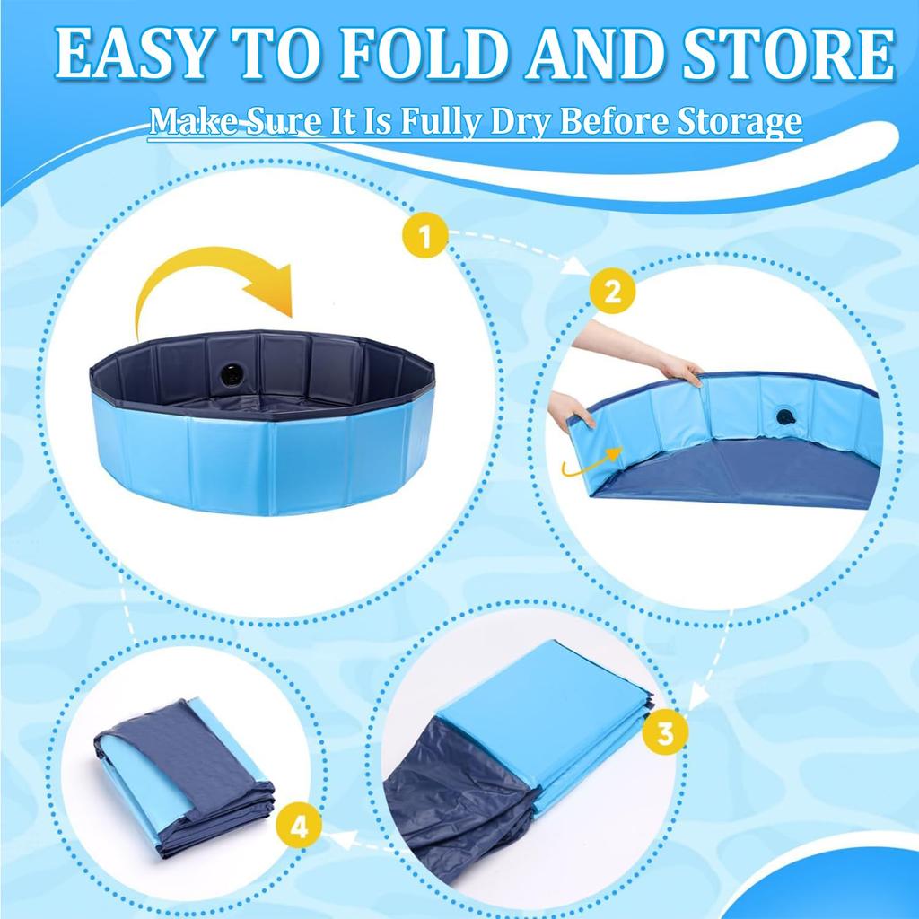 Pool for Bath Pool for Sturdy Easy To with Drain Water Play Bathtub for Indoor and Outdoor Use Kids, Pets, Design, Foldable, Store, Cap, (16030cm,