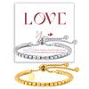 Vnox Stainless Steel Heart Bead Couple Bracelets for Men Women, 16-26cm Adjustable Length Simple Classic Valentine's Day Gifts
