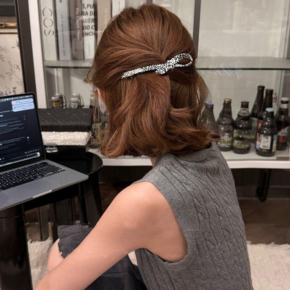 BEPAN Retro Leopard Print Acetic Acid Bow Hair Clip Korean Style Barrettes Bowknot Hairpin wear Side Clip Girl