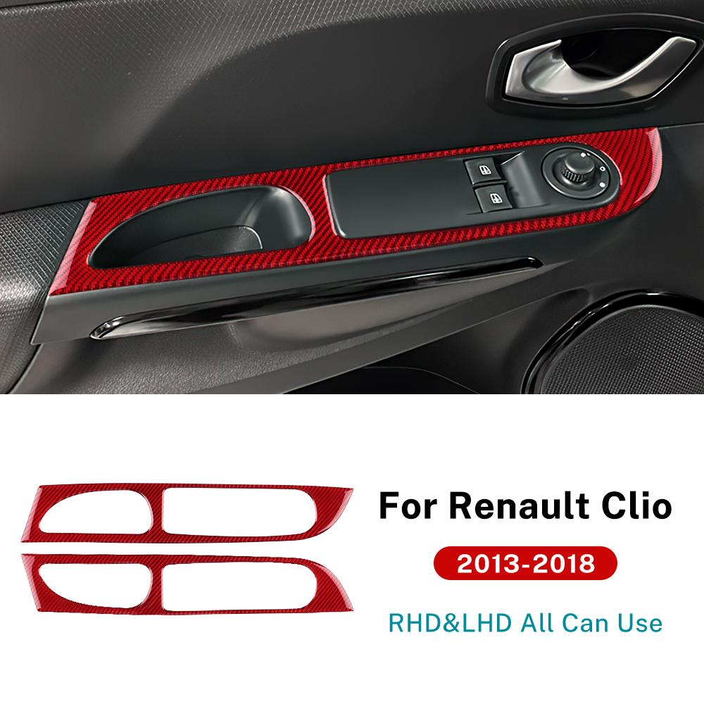 

Real Soft Carbon Fiber Sticker For Renault Clio 4 2013 2014 2015 2016 2017 2018 LHD RHD Car Front Window Button Inner Outer Trim