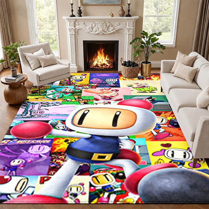 Bomberman Carpet Door Mat for Living Room or Bedroom Protective Mat Under Chair Office Decoration Christmas Gift Birthday Present