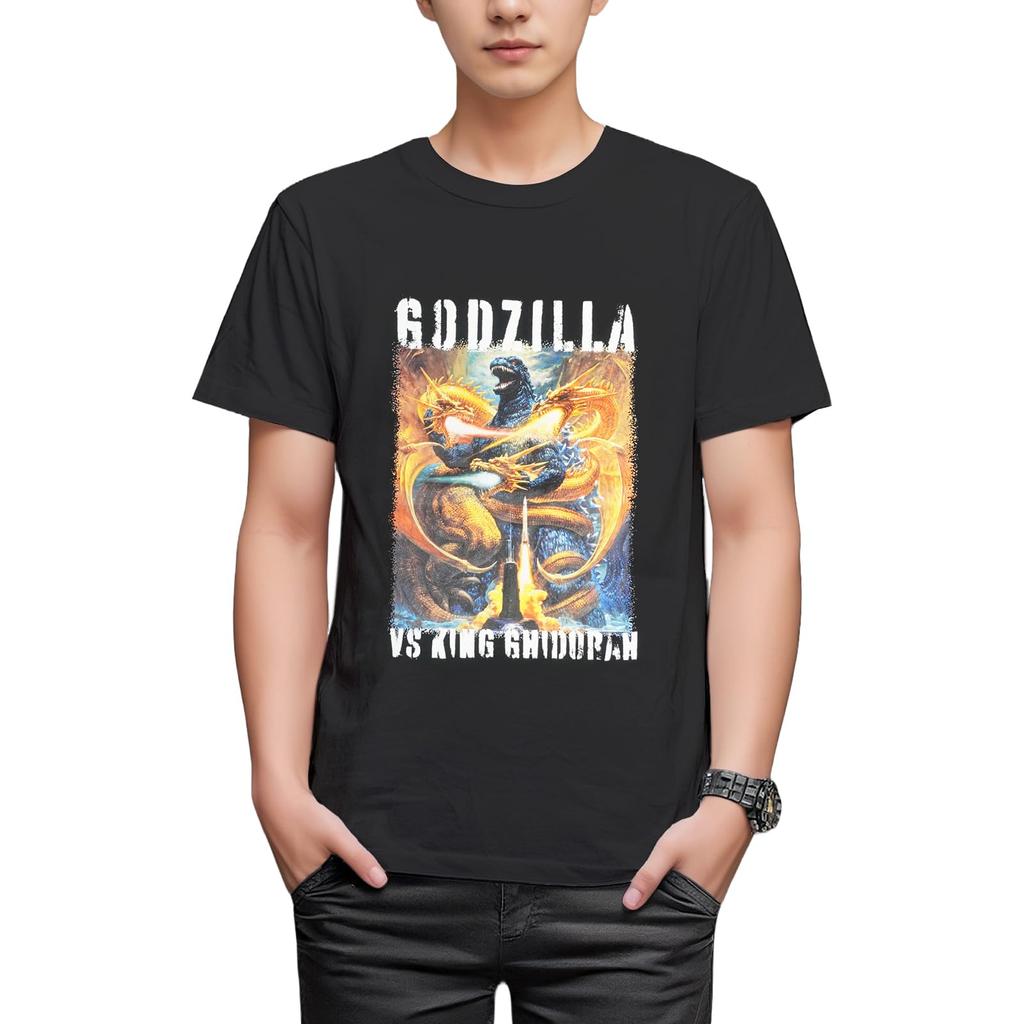 Fineplus Godzilla Short King Ghidorah Poster Japanese Cherry Blossom Character Merchandise T-Shirt, Sleeve, Print, Pattern, Design,