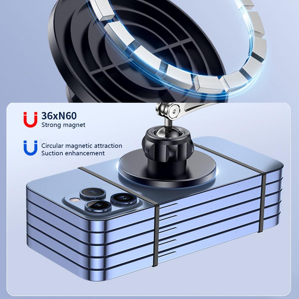 Aluminum Magnetic Car Phone Holder 360 Rotatable Desk Phone Bracket for Iphone 14 13 12 Pro Max Suporte Celular S9V3