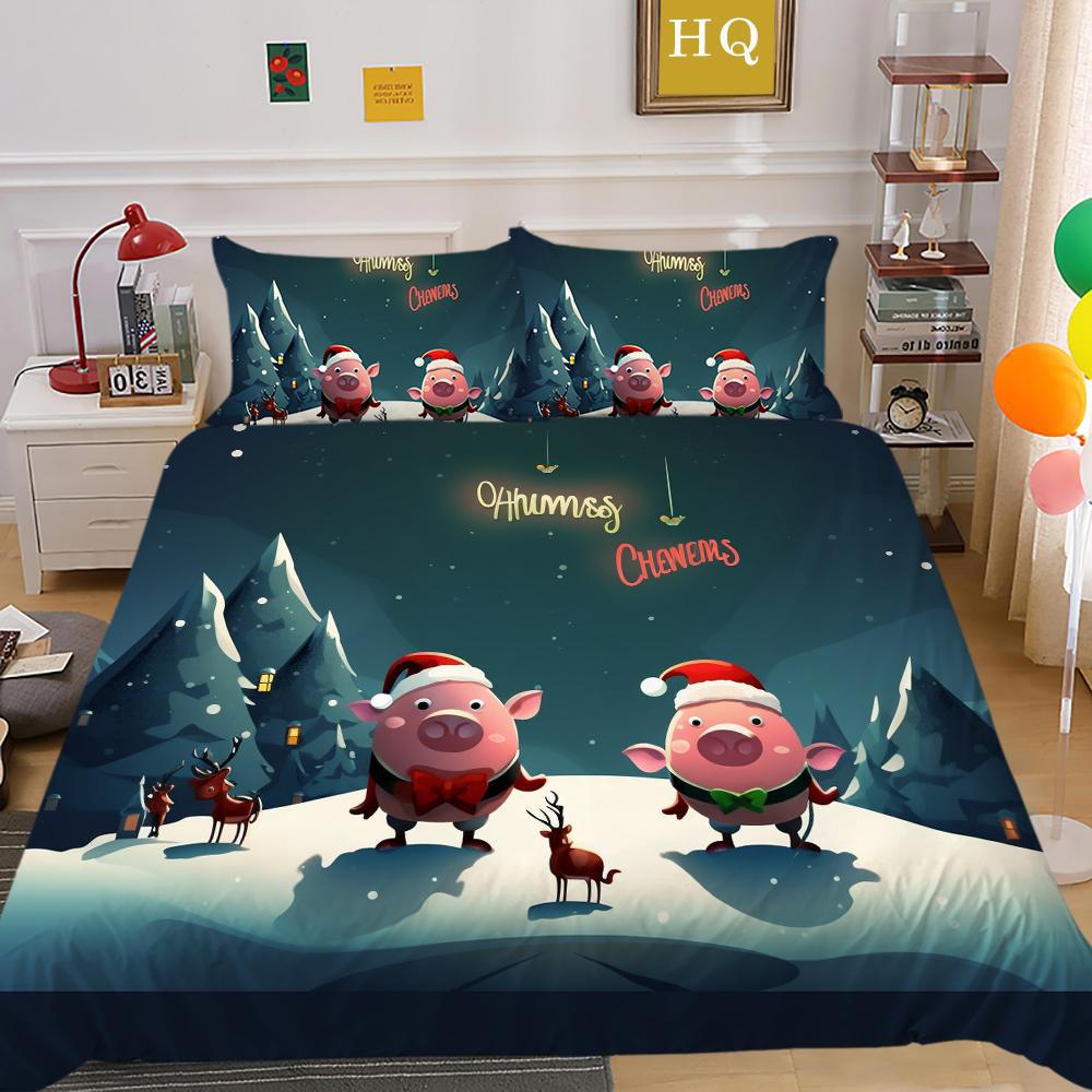 Christmas Dog Three-Piece 3D Digital Printing Home Textile Bedding Spot