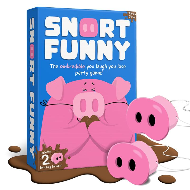 Le Oinkcredible You Laugh You Lose Jeu de Société Jeux Familiaux Pour Enfants Grognement Drôle 150 Cartes Défi, 5 Nez de Cochon & Jetons Boue