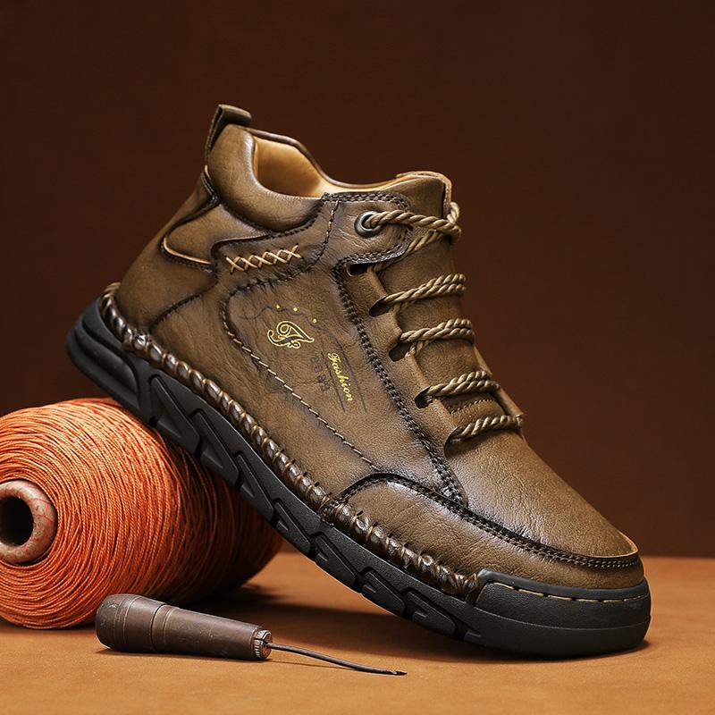 Herren High-Top Casual Sneaker Handgefertigte Lederschuhe Übergröße 39-48 Frühling & Herbst